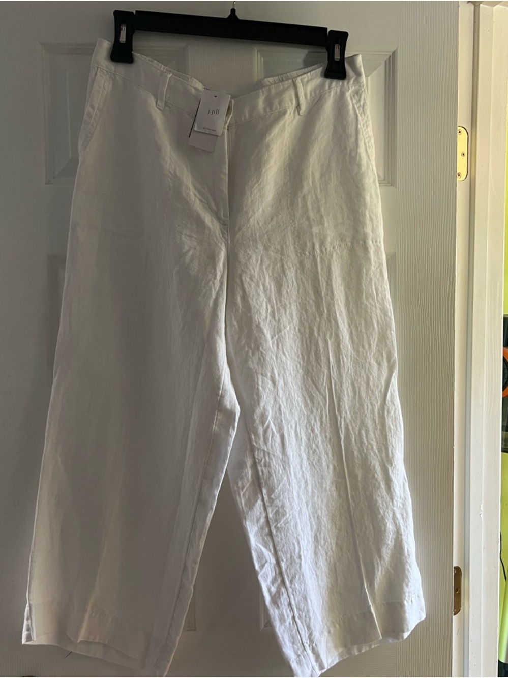 J. Jill White Midrise Linen-Blend Pants